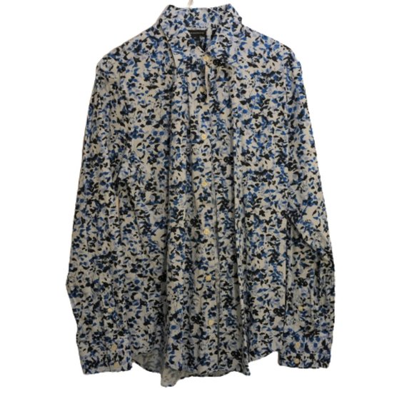 Club Monaco Mens Floral Button-Down Collared Shirt Blue White Small NEW WITH TAG - Picture 1 of 5